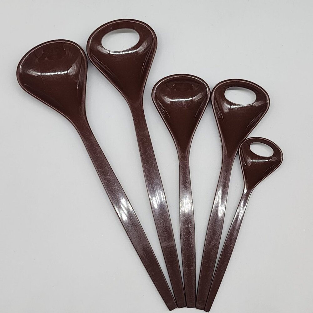 MCM German Kayser Melamine Kitchen Utensil Spoons Set of 6 Brown
